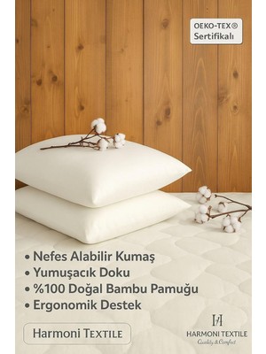 Harmoni TEXTILE%100 Doğal Bambu Pamuk Dolgulu Yastık, Beyaz, 50X70 Cm, Oeko-Tex Sertifikalı, Ergo