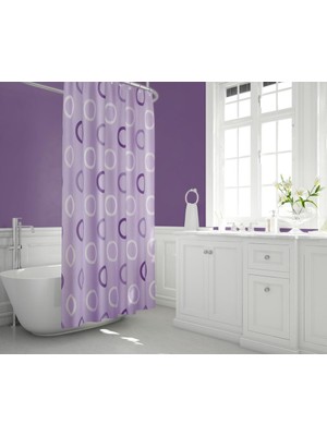 Banyo Perdesi 1X180X200 Tek Kanat Duş Perdesi Halka Hediyeli Duşakabin Perdesi 5033 Lila