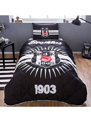 Taç Beşiktaş Yorgan Seti %100 Pamuk Yastık 155 x 215 cm Yerli Üretim Kalite