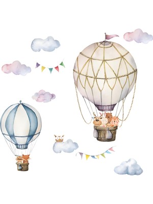 Frefly Store Xspring Duvar Çıkartmaları, Sevimli Kendinden Yapışkanlı Bebek Odası Dekoru, Çıkarılabilir Bulut ve Hayvanlı Balon Desenli, Çocuk Odası ve Oturma Odası Için Duvar Kağıdı Çıkartmaları