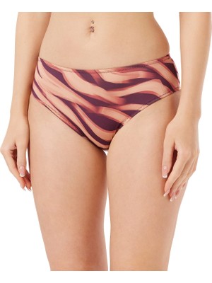 Frefly Store Dagi Kadın 6 cm Yüksek Bel Bikini Alt, Örme, Bordo / Ten, 36