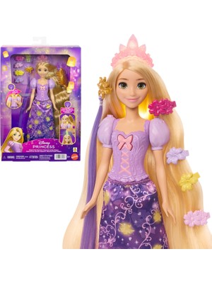 Frefly Store Mattel Işıklı Saçlarıyla Disney'nin Karmakarışık Filminden Ilham Alan Mattel Disney Prensesi Rapunzel Bebek, 4 Parlayan Ayrıntı, Pascal Figürü ve 7 Saç Şekillendirme Aksesuarı, JHL46