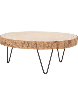 Frefly Store Creative Co-Op Paulownia Metal Ayaklı Kaide, 28 Cm, Doğal Ahşap Rengi