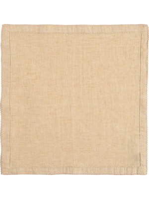Frefly Store Nilüfer Nakışlı Kroşetalı KETEN%100 Keten Peçete 45X45 cm Bej