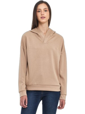 Frefly Store Slazenger Kenzıe I Kadın Kapüşonlu Bej Sweatshırt