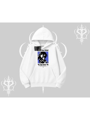 Frefly Store Tarzsokak Kapşonlu Sweatshirt Oversize Anime Kız Baskılı, Beyaz, Xl