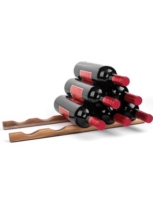Frefly Store Ironwood Gourmet Kompakt Ahşap Şarap Rafı Şişe Tutucu, 48,26 cm U x 2,54 cm G, Doğal Akasya Ağacı