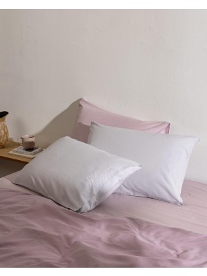 Frefly Store SOLEIL%100 Pamuk 2'li Yastık Kılıfı - Gri/beyaz
