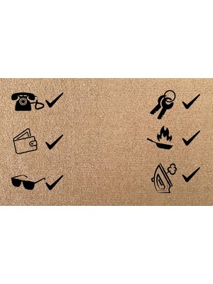 Frefly Store Kaymaz Tabanlı Baskılı Şık Kapı Önü Paspası 45X70 cm Coco Hasır Görünümlü Velür Paspas, Dökülme ve Koku Yapmaz Yıkanabilir Ideal Kalınlık Yumuşak ve Konforlu (Unutma)