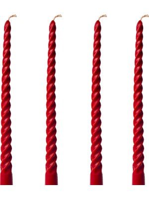 Frefly Store Petekoğlu (4 Adet 27.5cm) Balmumu Mum Konik Burgulu Balmumu Şamdan Mumu Doğal Petek Balmumu Mum Dekoratif Kırılmaz Akmaz Mum Bal Mumu Beeswax Candle (Kırmızı)