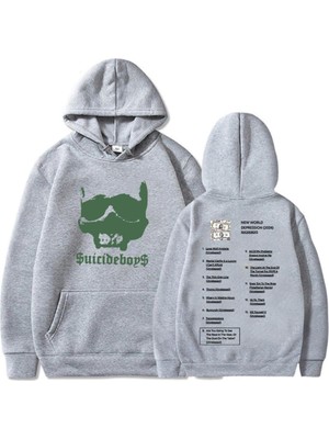 Frefly Store Tarzsokak Gri Unisex Treetweed Grafik Giyim Yenı Dünya Depressı Albümü Kapüşonlularüz, GRI-815, Xl