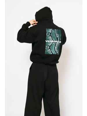 Frefly Store Tarzsokak Snake Venomous Baskılı Oversize Unisex Premium Siyah, SIYAH-240, Xl