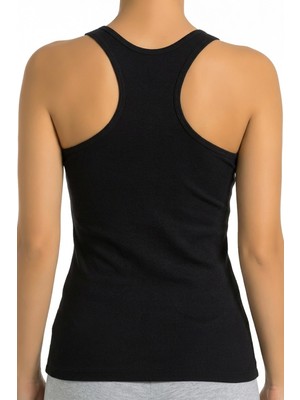 Frefly Store Öts Kadın Pamuklu Atlet Sporcu Kesim Fitilli Nefes Alan Doku (3138), Siyah, M