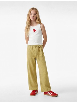 Frefly Store Bağlamalı Bürümcük Kumaş Geniş Paça Pantolon