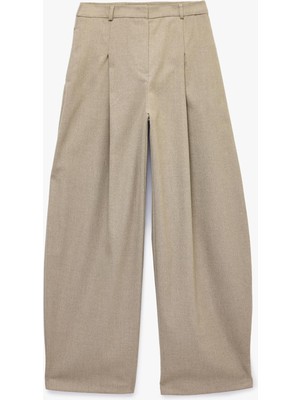 Frefly Store Yüksek Bel Regular Fit Düz Paça Barrel Balon Pantolon