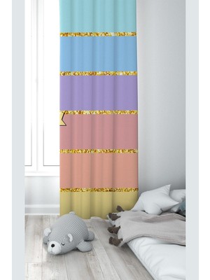 Frefly Store Pelangi Çok Renkli Yaldız Geçişli Dijital Baskı Yıkanabilir Bebek Çocuk Odası Fon Perdesi, Karışık Renkli 70 x 270