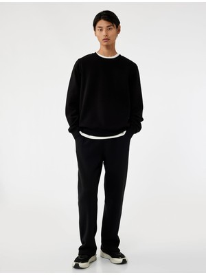 Frefly Store Straight Fit Cep Detaylı Şardonlu Beli Lastikli Kışlık Eşofman Altı