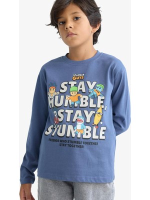 Frefly Store Defacto Stumble Guys Bisiklet Yaka Uzun Kollu Tişört Erkek Çocuk F5093A825AU