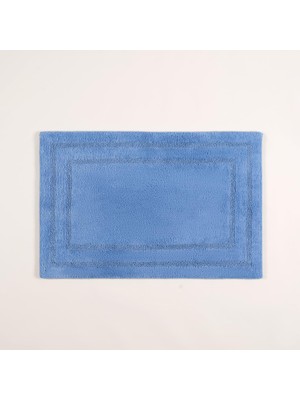 Frefly Store Solıd Çift Taraflı PAMUK%100 Pamuk Banyo Paspası 60X90 cm Mavi