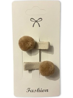 Frefly Store Gidego Accessories Ikili Ponpon Toka, Kahverengi Ponpon