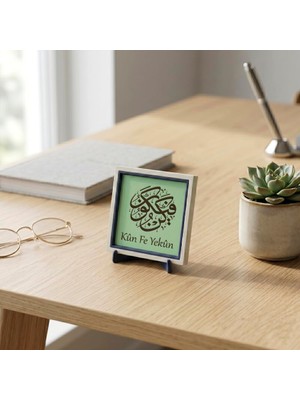 Frefly Store Kün Fe Yekün Yazılı Dekoratif Obje, Ev & Ofis Için 10X10 cm Minyatür Tasarım, Manevi Değerli Hediye