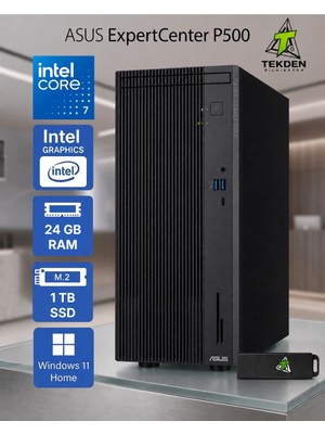 Asus Expertcenter P500 Intel Core 7 (240H) 24GB Ddr5 1tb SSD Windows 11 Home + Office 2026 + Flash Bellek Hediye