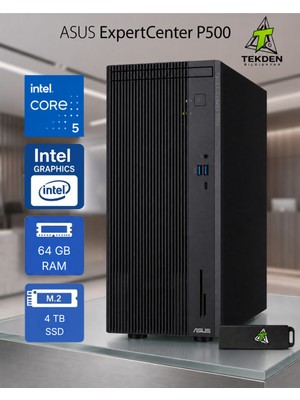 Asus Expertcenter P500 Intel Core 5 (210H) 64GB Ddr5 4tb SSD Freedos + Flash Bellek Hediye