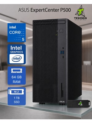 Asus Expertcenter P500 Intel Core 5 (210H) 64GB Ddr5 1tb SSD Freedos + Flash Bellek Hediye