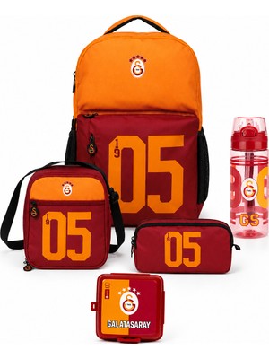 Galatasaray Lisanslı 1905 Baskılı 5'li Okul Seti - Okul Çantası, Beslenme Çantası, Kalemlik, Beslenme Kutusu ve 500 ml Matara