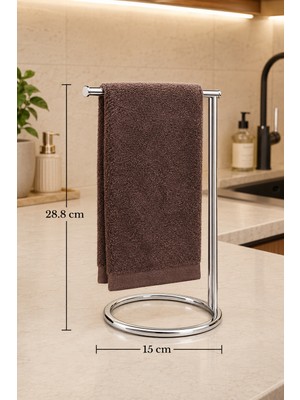 Edora Home Parlak Silver Dikey Havluluk Havlu Askılığı Tezgah Üstü Banyo Mutfak Organizer Paslanmaz Metal