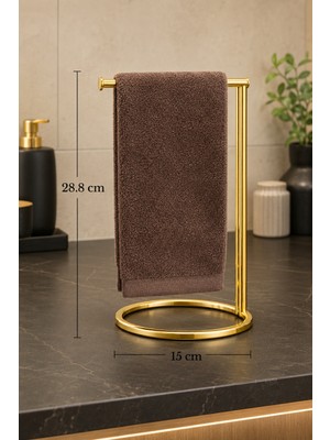 Edora Home Parlak Altın Dikey Havluluk Havlu Askılığı Tezgah Üstü Banyo Mutfak Organizer Paslanmaz Metal