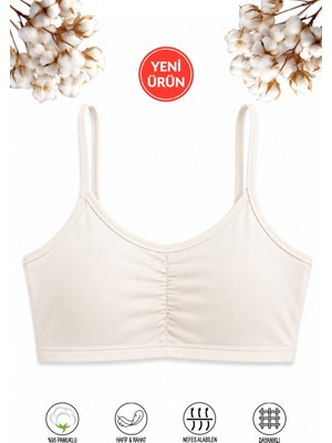 Özkan Underwear Özkan 43725 Kız Çocuk %95 Pamuklu Balensiz Çıkarılabilir Pedli Alıştırma Sütyeni Ip Askılı Yarım Atlet Büstiyer Süprem Penye Kumaş