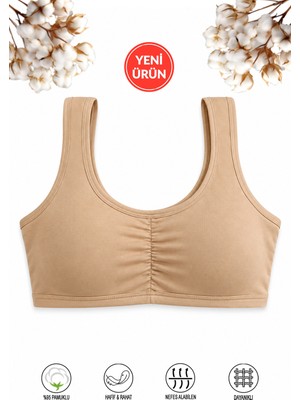 Özkan Underwear Özkan 43726 Kız Çocuk %95 Pamuklu Likralı Süprem Çıkarılabilir Pedli Alıştırma Sütyeni Kalın Askılı Yarım Atlet Büstiyer