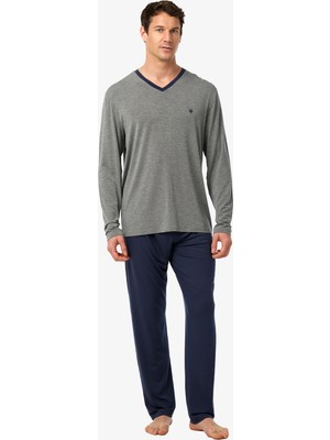 Blackspade Erkek Pijama Takımı 41044 - Gri Melanj