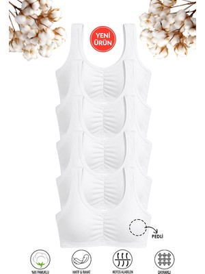 Özkan Underwear Özkan 43726 5'li Paket Kız Çocuk %95 Pamuklu Likralı Süprem Çıkarılabilir Pedli Alıştırma Sütyeni Kalın Askılı Yarım Atlet Büstiyer