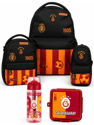 Galatasaray Lisanslı 1905 Temalı 5'li Okul Seti - Okul Çantası, Beslenme Çantası, Kalemlik, Beslenme Kutusu ve 500 ml Matara
