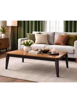 Fami Home Lotto Modern Ceviz Orta Sehpa Siyah Ahşap Salon Sehpası