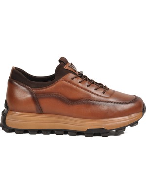Voyager Taba Premium Hakiki Deri Erkek Günlük Sneaker Memory Kalın Taban M084-2 M