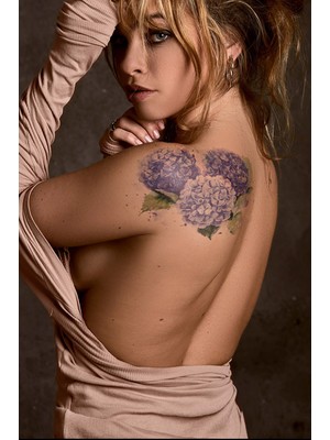 Artikel Mor Ortanca Geçici Dövme,geçici Tattoo ,vücut Dövme,kol Bilek Dövme,boyun Dövme,sırt Dövme