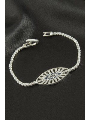 Oval Zirkon Taşlı Çocuk Bileklik 16 cm