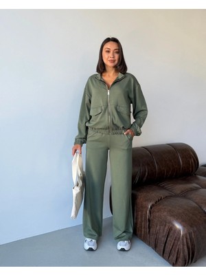 Trend Butik Burada Fermuarlı Kadın Eşofman Takımı Günlük Rahat Spor Takım