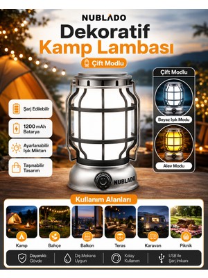 Nublado Dekoratif Kamp Lambası Çift Modlu Şarj Edilebilir Ayarlanabilir Işıklı Taşınabilir LED Kamp Feneri