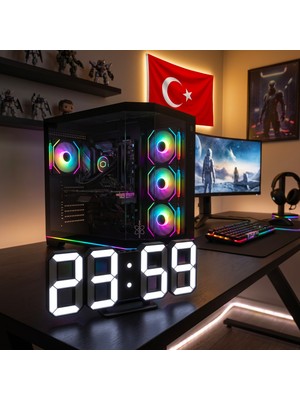 Techbase Dijital Saat 3D Dekoratif Saat-Takvim-Alarm Termometre 07 Beyaz