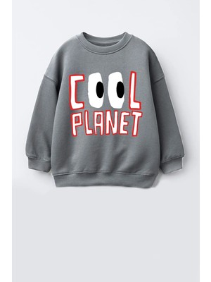 Monila Unisex Çocuk 3 Iplik Kumaş Baskılı Pamuklu Sweatshirt