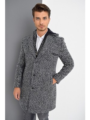 Dewberry Plt8371 Erkek Palto Uzun Kol Yün Polyester Lacivert Düz Beden M Şık Tasarım