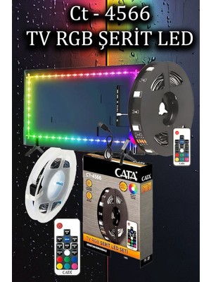 Cata CT-4566 Tv Arkası Rgb Şerit LED Işık Seti 16 Renk Uzaktan Kumandalı USB Bağlantılı Ambiyans Aydınlatma