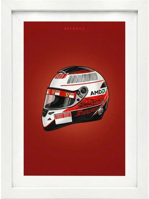 Kaynock Kimi Raikkonen Kask, Formula 1, F1, Poster Tablo Beyaz