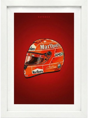 Kaynock Michael Schumacher Kask, Formula 1, F1, Poster Tablo Beyaz