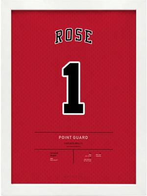 Kaynock Derrick Rose, Chicago Bulls, Basketbol, Nba Poster Tablo Beyaz