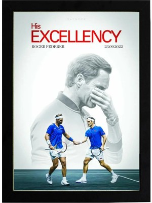 Kaynock Roger Federer His Excellency, Tenis, Poster Tablo Dijital Tasarım Tablo Siyah